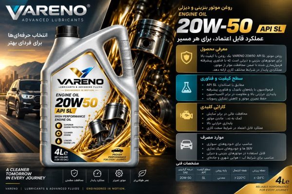 روغن موتور بنزینی و دیزلی وارنو 20W-50